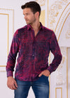 Navy Pink Snake Velvet Sheer Shirt