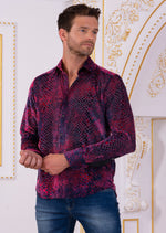 Navy Pink Snake Velvet Sheer Shirt