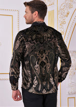 Brown Motif Velvet Sheer Shirt