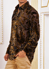 Brown Baroque Velvet Sheer Shirt