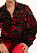 Red Palm Velvet Sheer Shirt