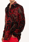 Red Palm Velvet Sheer Shirt