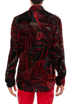 Red Palm Velvet Sheer Shirt