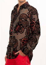 Black Diamond Floral Velvet Shirt