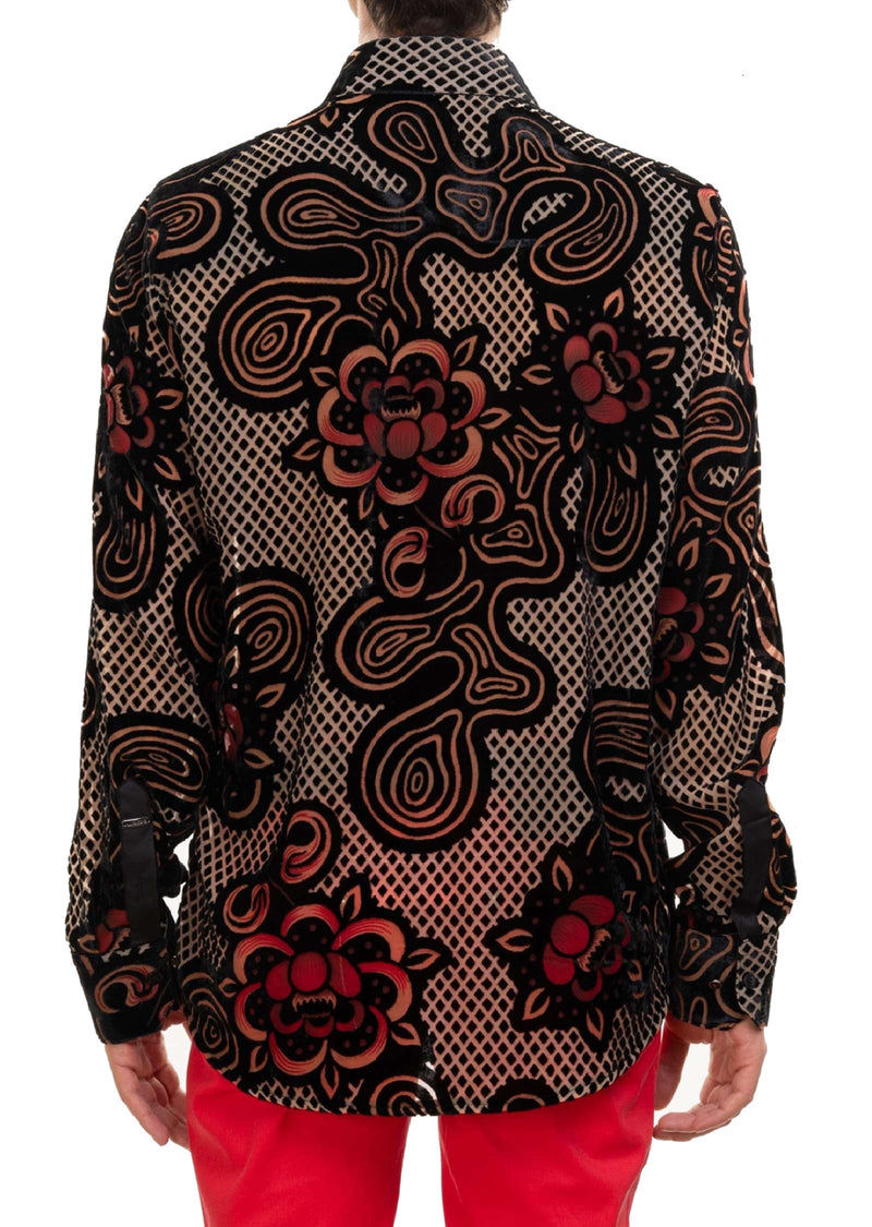 Black Diamond Floral Velvet Shirt