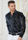 Gray Baroque Burnout Velvet Shirt