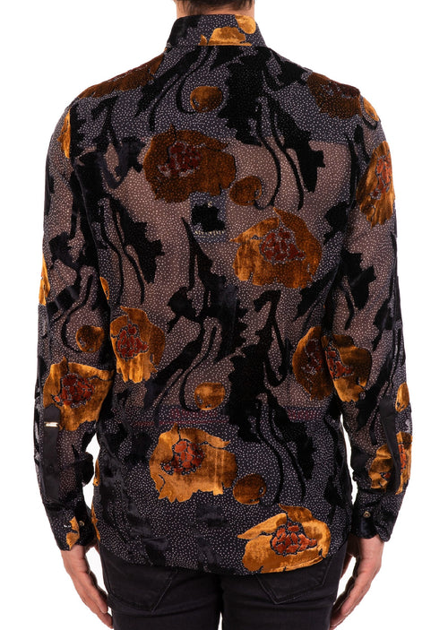 Black brown "Bloom" Velvet Shirt