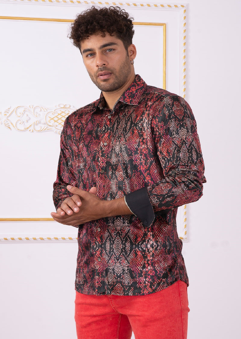 red velvet dress shirt Red Velvet Snake Effect Shirt Phix