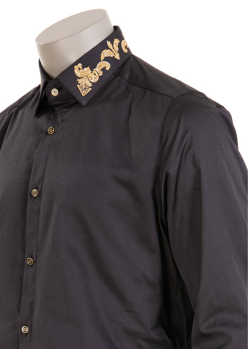 Black Baroque Embroidery Shirt