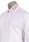 White Baroque Embroidery Rhinestone Shirt