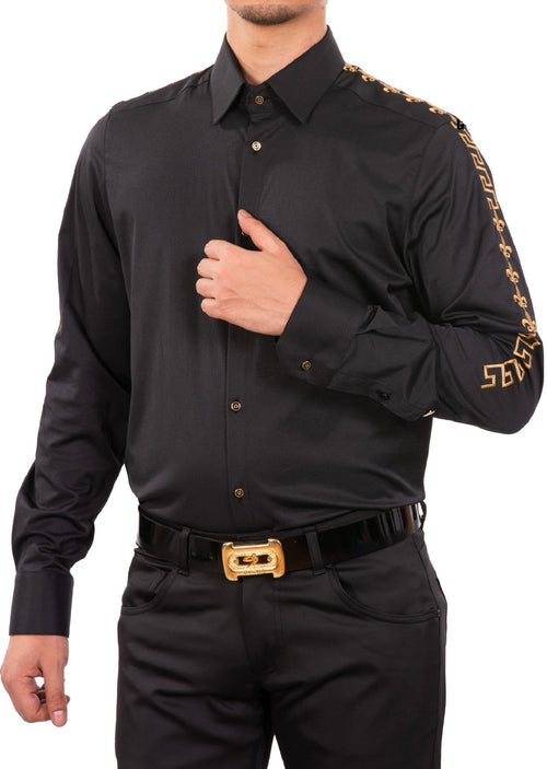 Black Gold "Fleur De lis" Embroidered Shirt