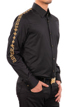 Black Gold "Fleur De lis" Embroidered Shirt