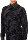 Black Paisley Flocked Spandex Shirt
