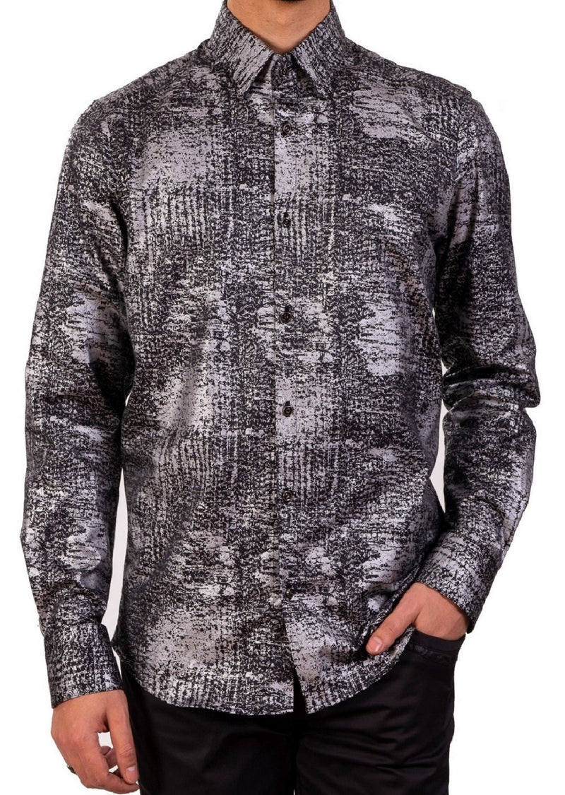 Black Silver Foil Long Sleeve Shirt