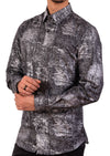 Black Silver Foil Long Sleeve Shirt