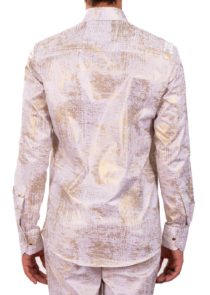 White Gold Foil Long Sleeve Shirt