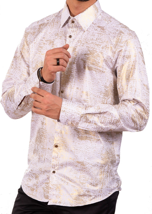 White Gold Foil Long Sleeve Shirt