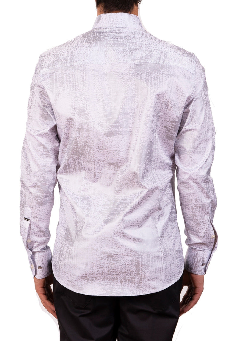 White Silver Foil Long Sleeve Shirt