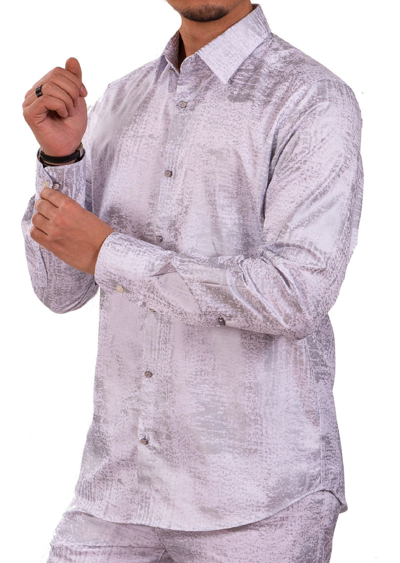 White Silver Foil Long Sleeve Shirt