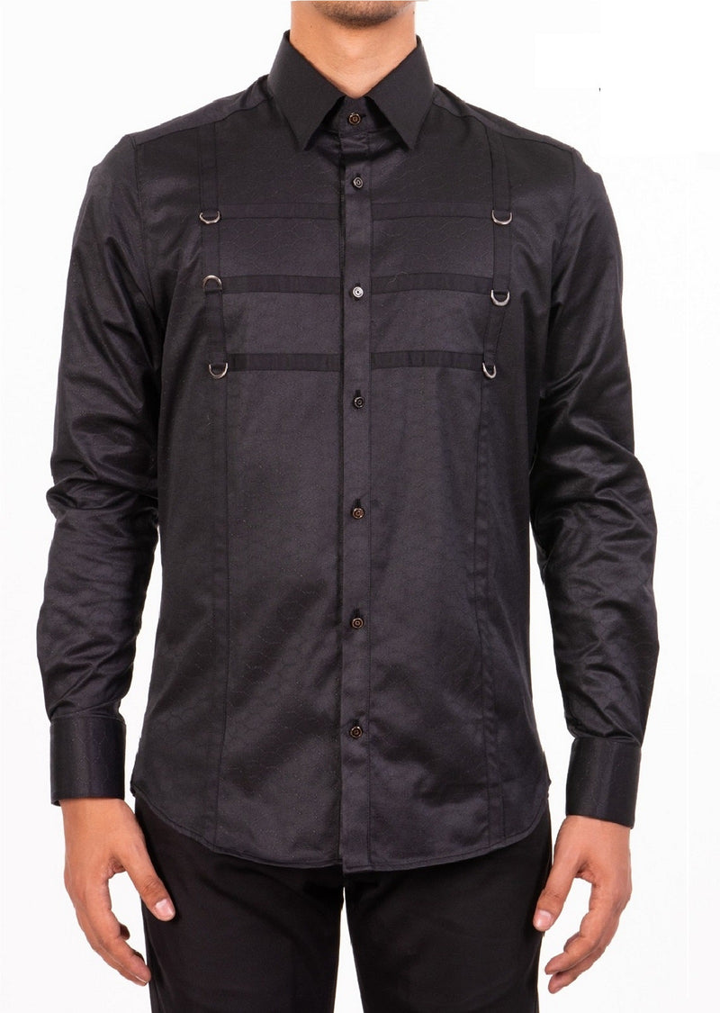 Black Triple D-ring Detailed Shirt