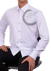 White Silver Meander Lion Rhinestone Shirt