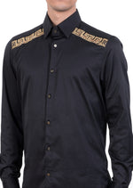 Black Gold Shoulder Rhinestone Shirt