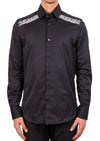 Black Silver Shoulder Rhinestone Shirt