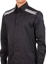 Black Silver Shoulder Rhinestone Shirt