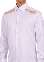 White Gold Shoulder Rhinestone Shirt