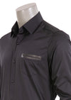 Black Single Chest Pocket Tape Shirt