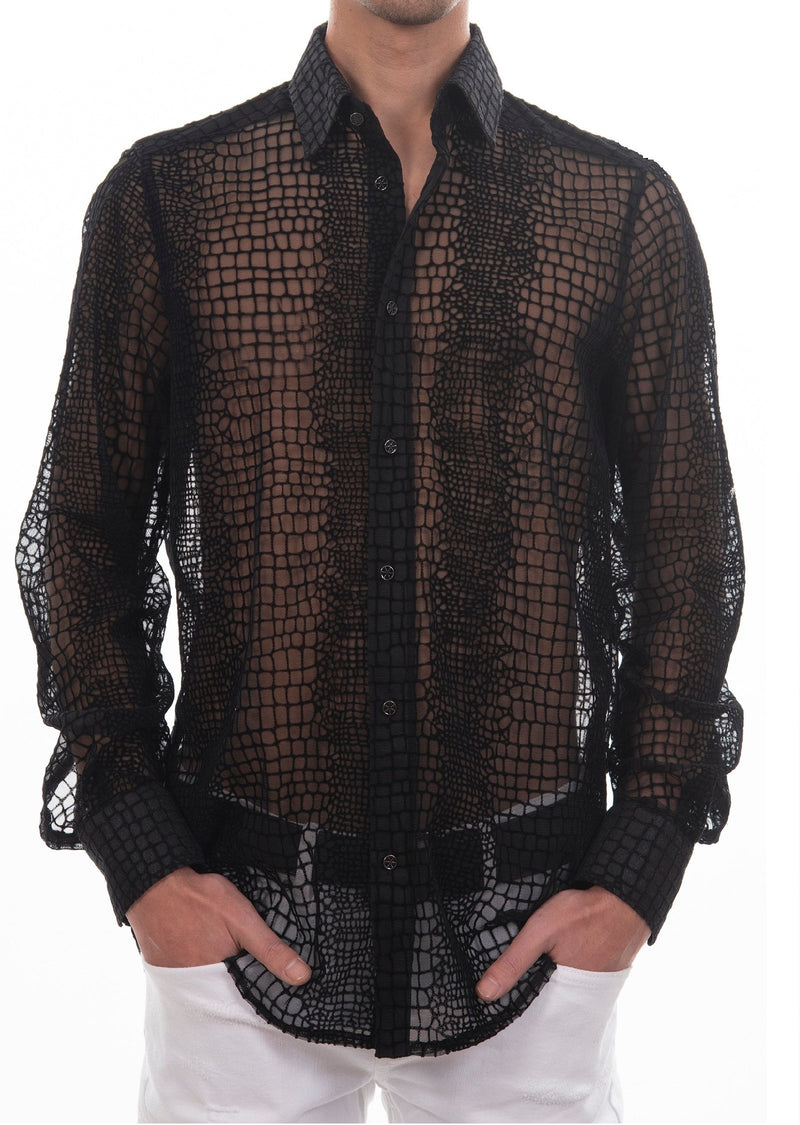 Black "Reptile" Sheer Shirt