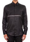 Black Geometric Silver Trim Detailed Shirt