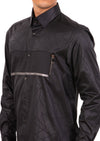 Black Geometric Silver Trim Detailed Shirt