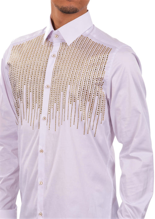 White Gold "Rain drop" Rhinestone Shirt