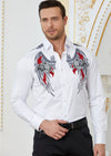 White Cougar Rhinestone & Embroidered Shirt