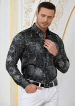 Black Silver Brushstroke Foil Shirt