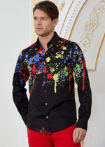 Black Splash Paint Print Shirt