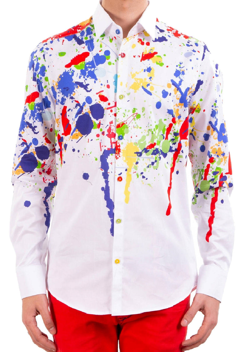 White Splash Paint Print Shirt