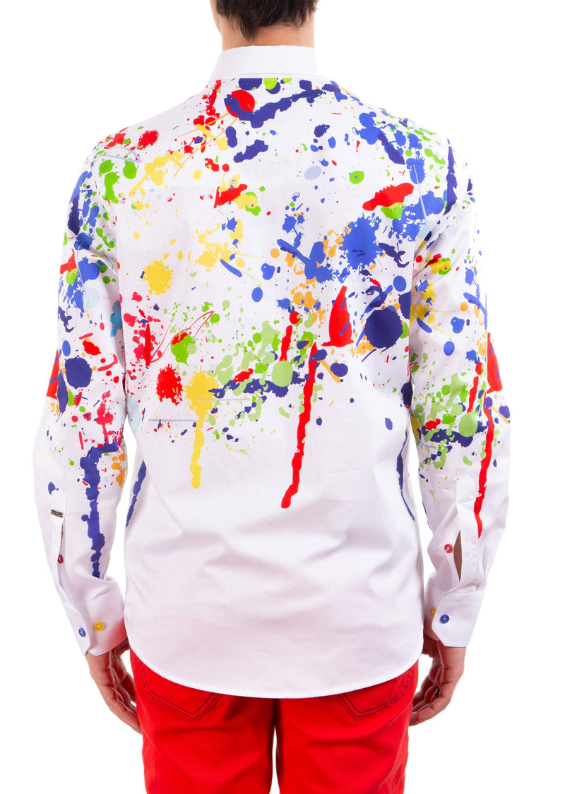 White Splash Paint Print Shirt