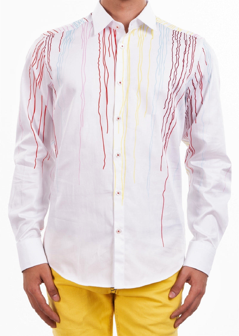 White Red Paint Brush Shirt