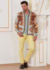 Turquoise Brown Meander Silky Shirt