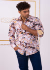 Beige "Miami" Floral Print Shirt