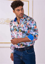 White Multi-color Floral Print Shirt