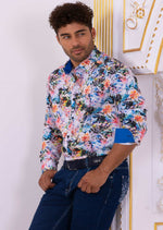 White Multi-color Floral Print Shirt