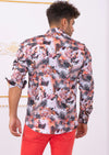 Orange "Palm" Floral Print Shirt