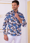 Blue "Palm" Floral Print Shirt