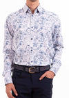 White Blue Nautical Print Shirt