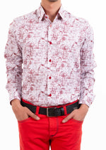 White Burgundy Nautical Print Shirt