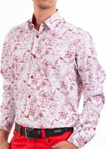 White Burgundy Nautical Print Shirt