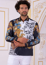 Black Tiger King Baroque Silky Shirt